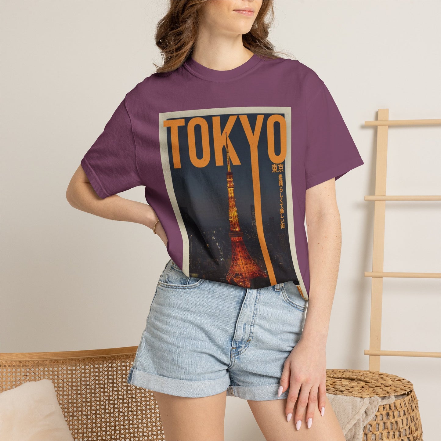 Tokyo Nightscape Graphic T-Shirt — Vintage Japan Tower Travel Poster Tee