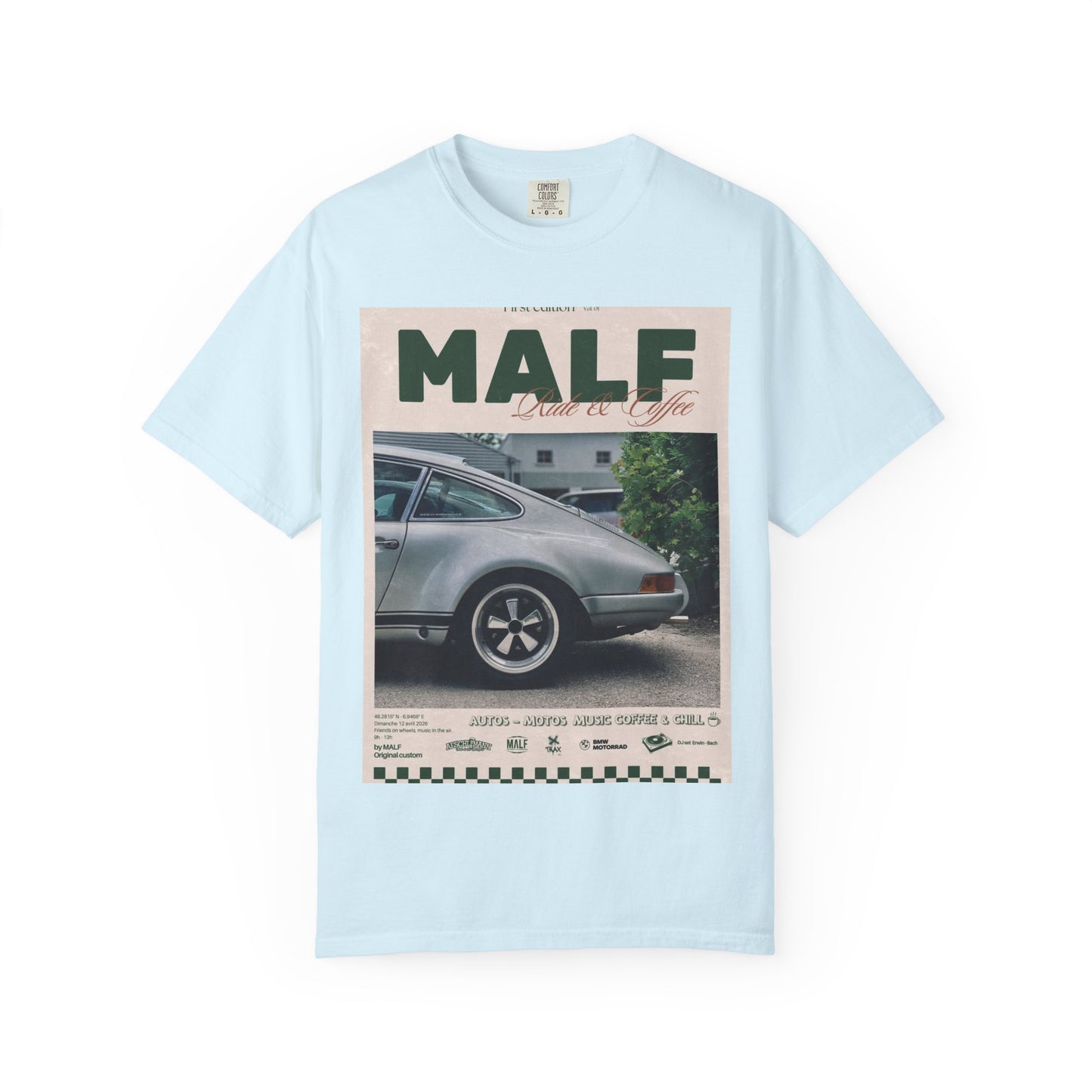 Vintage Porsche Photo Tee — "MALF Live to Ride" Graphic T-Shirt