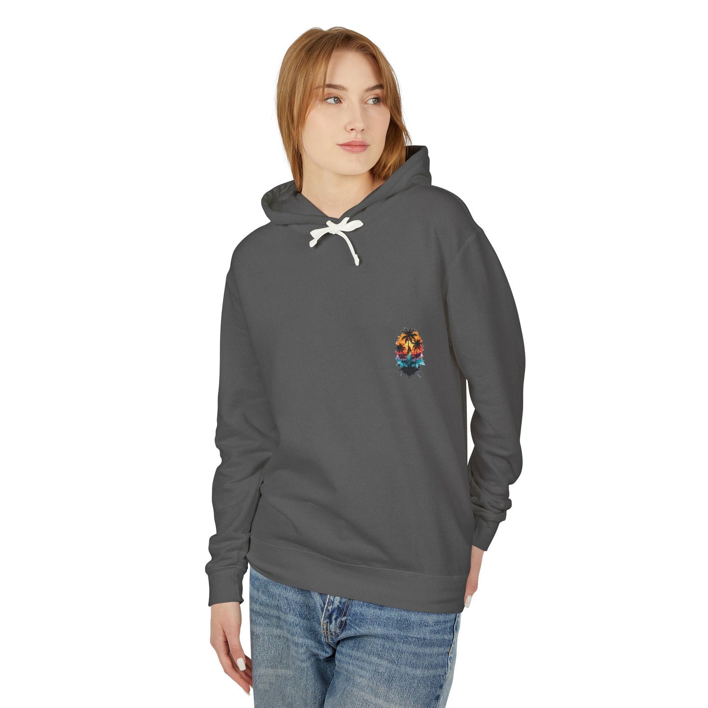 Coastal Sunset Surf Hoodie - Unisex Lightweight Hooded Sweatshirt