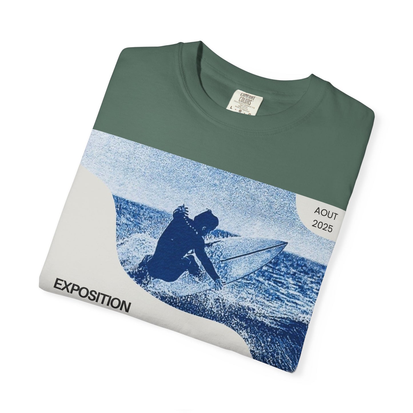 Bleu Sauvage Surf Poster T-Shirt — Vintage French Surfing Graphic Tee