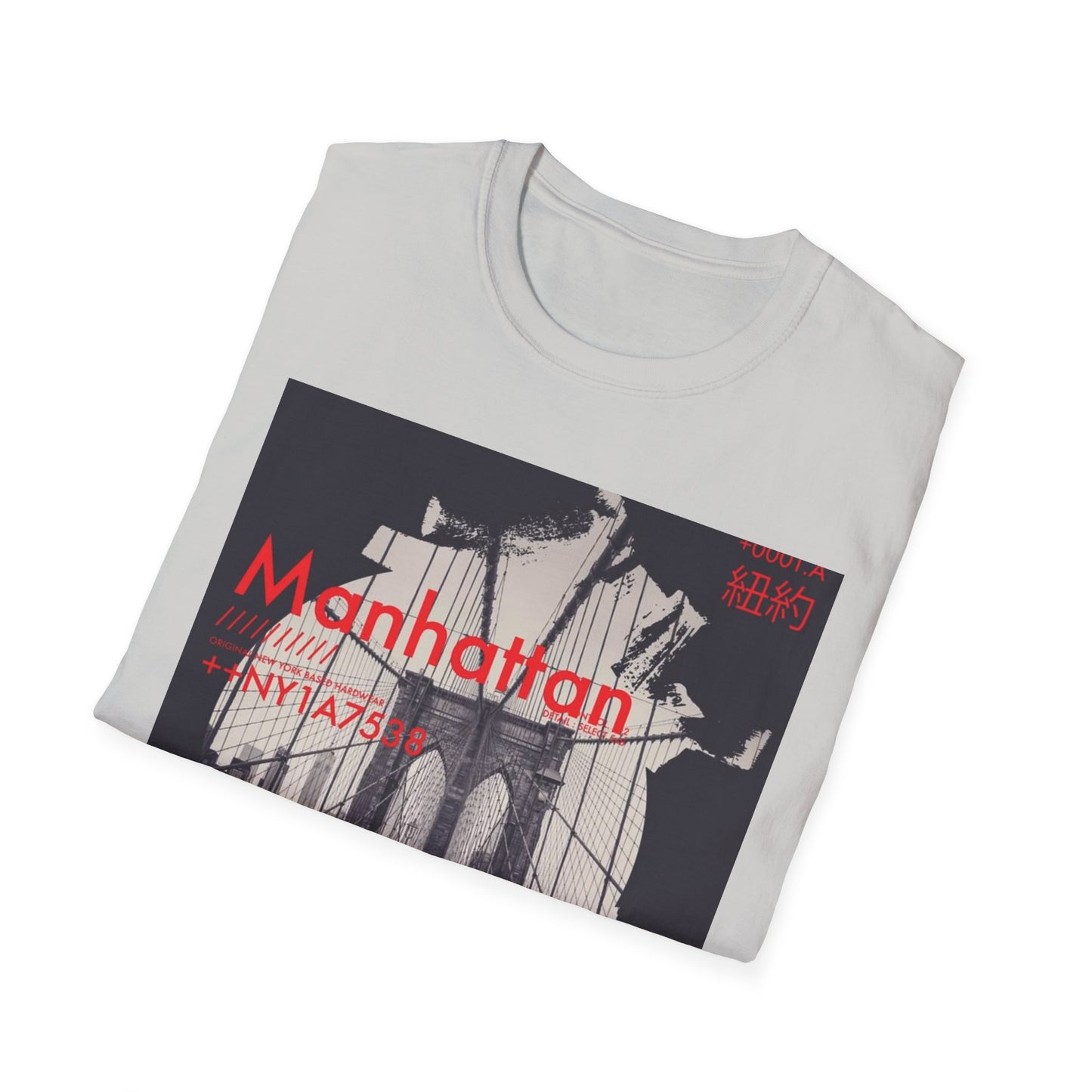 Manhattan Unisex Softstyle T-Shirt, NYC Art Tee, Graphic T-Shirt, Casual Wear, Gift for City Lovers, Travel Enthusiast