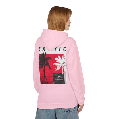 Exotic Vibe Unisex Fleece Hoodie - Cozy Beach Style, Perfect for Travel, Summer Events, Casual Outings, Gifts for Adventurers