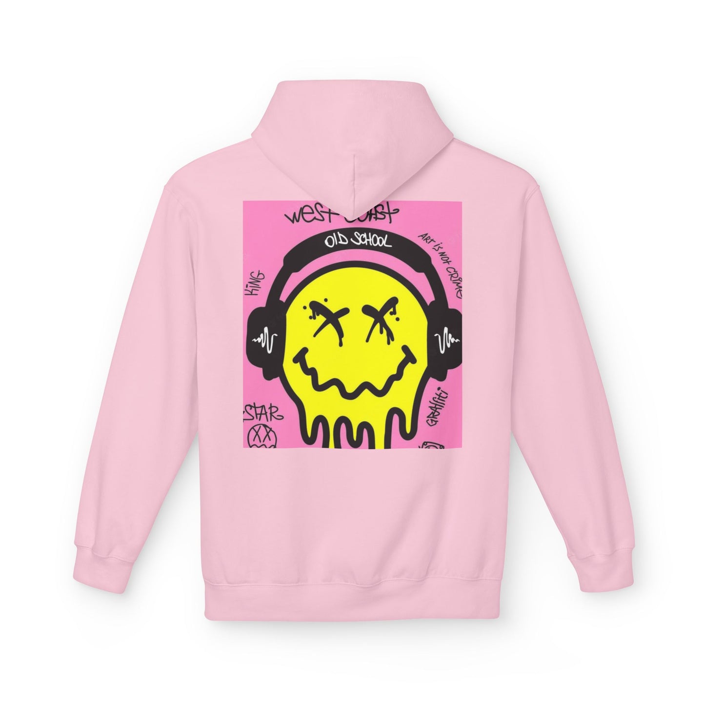 Retro Graffiti Hoodie – Unisex Midweight Fleece with Vibrant Yellow Design
