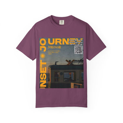Sunset Train Graphic T-Shirt — Japanese Retro Transit Poster Tee