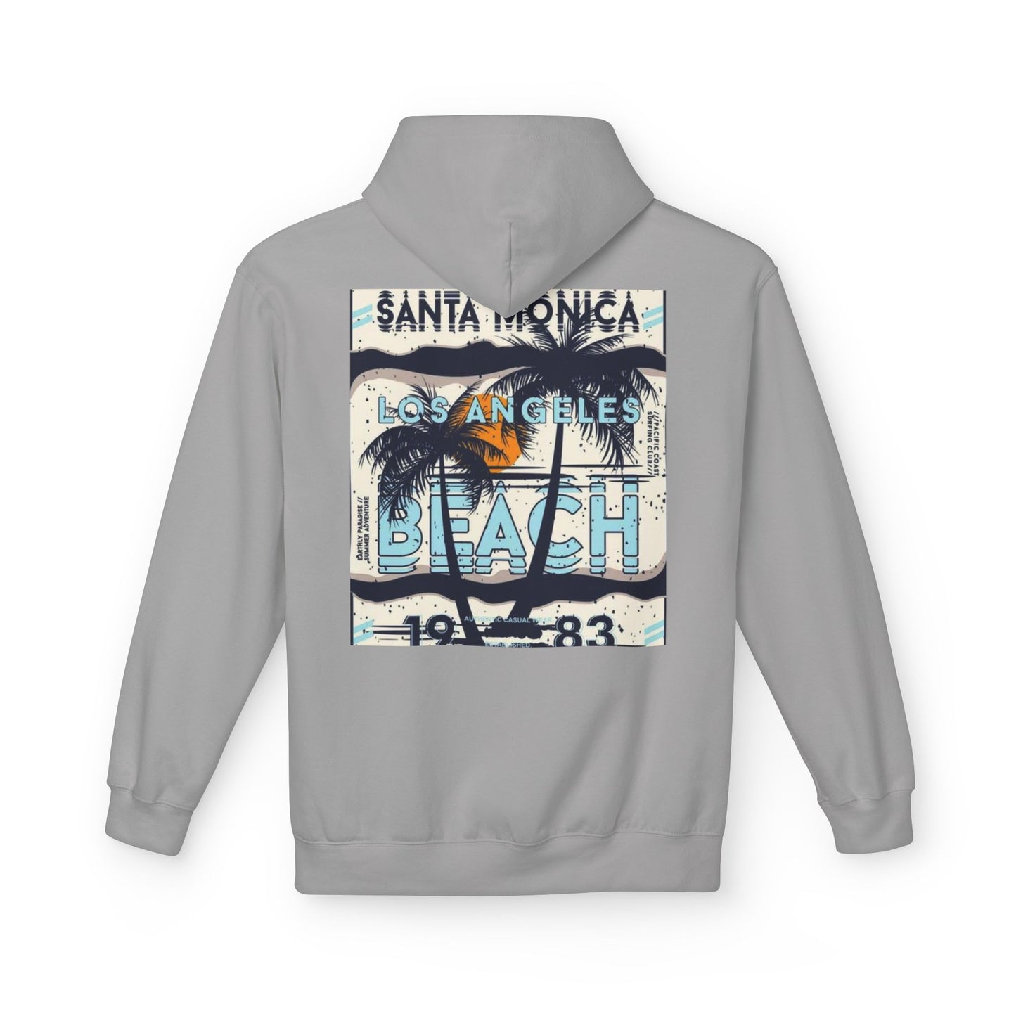 Santa Monica Beach Vintage Fleece Hoodie - Unisex, Cozy Casual Wear, Perfect for Beach Lovers, Summer Vibes, Travel Souvenir, Birthday Gift