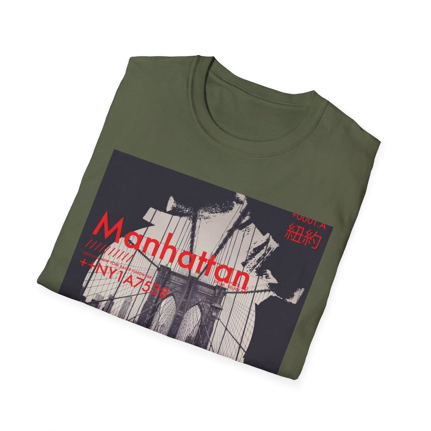Manhattan Unisex Softstyle T-Shirt, NYC Art Tee, Graphic T-Shirt, Casual Wear, Gift for City Lovers, Travel Enthusiast