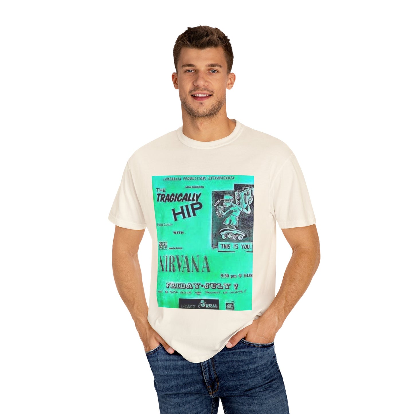 Retro Band Graphic T-Shirt - Nirvana & Tragically Hip Design