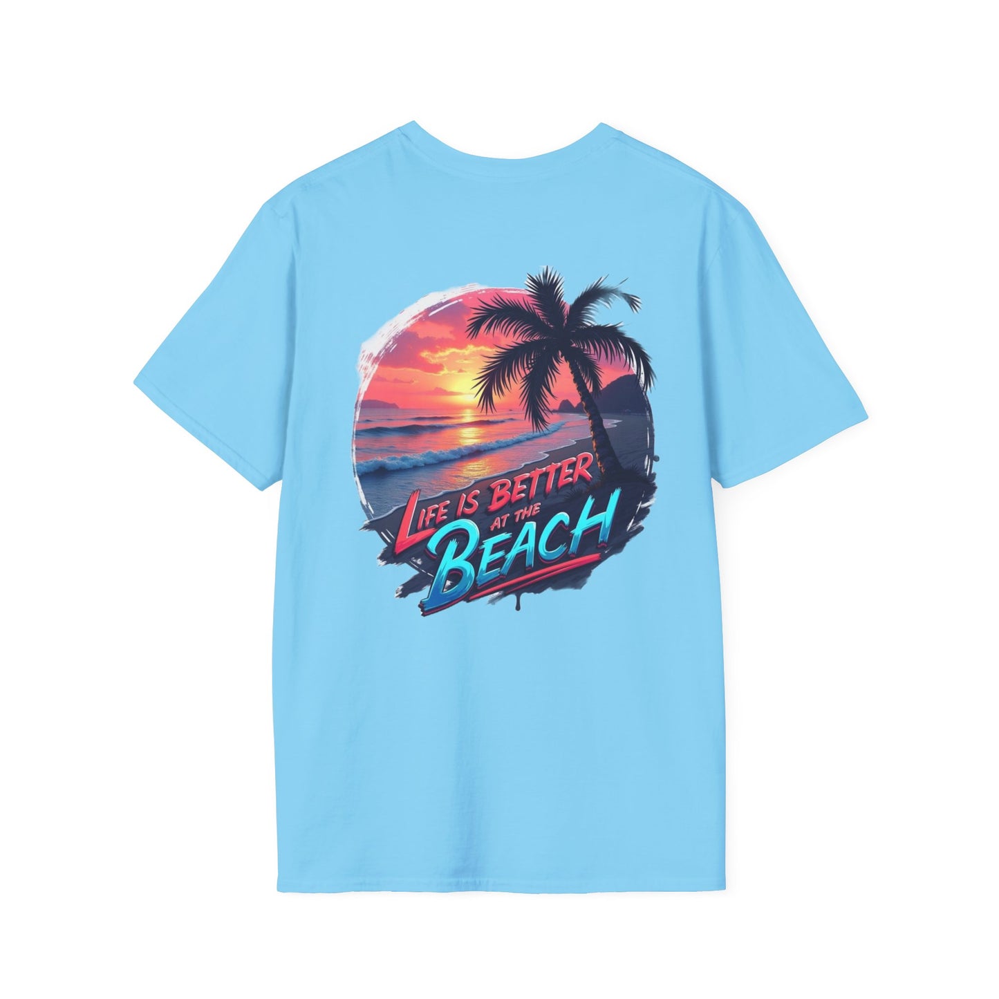 Unisex Softstyle Beach T-Shirt - "Life is Better at the Beach" Graphic Tee