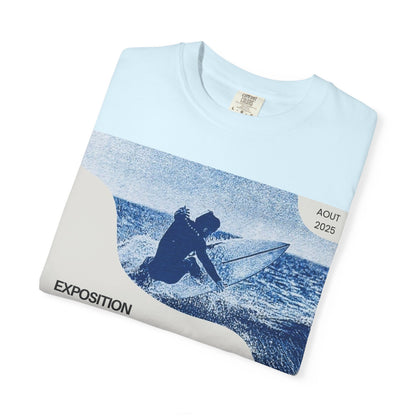 Bleu Sauvage Surf Poster T-Shirt — Vintage French Surfing Graphic Tee