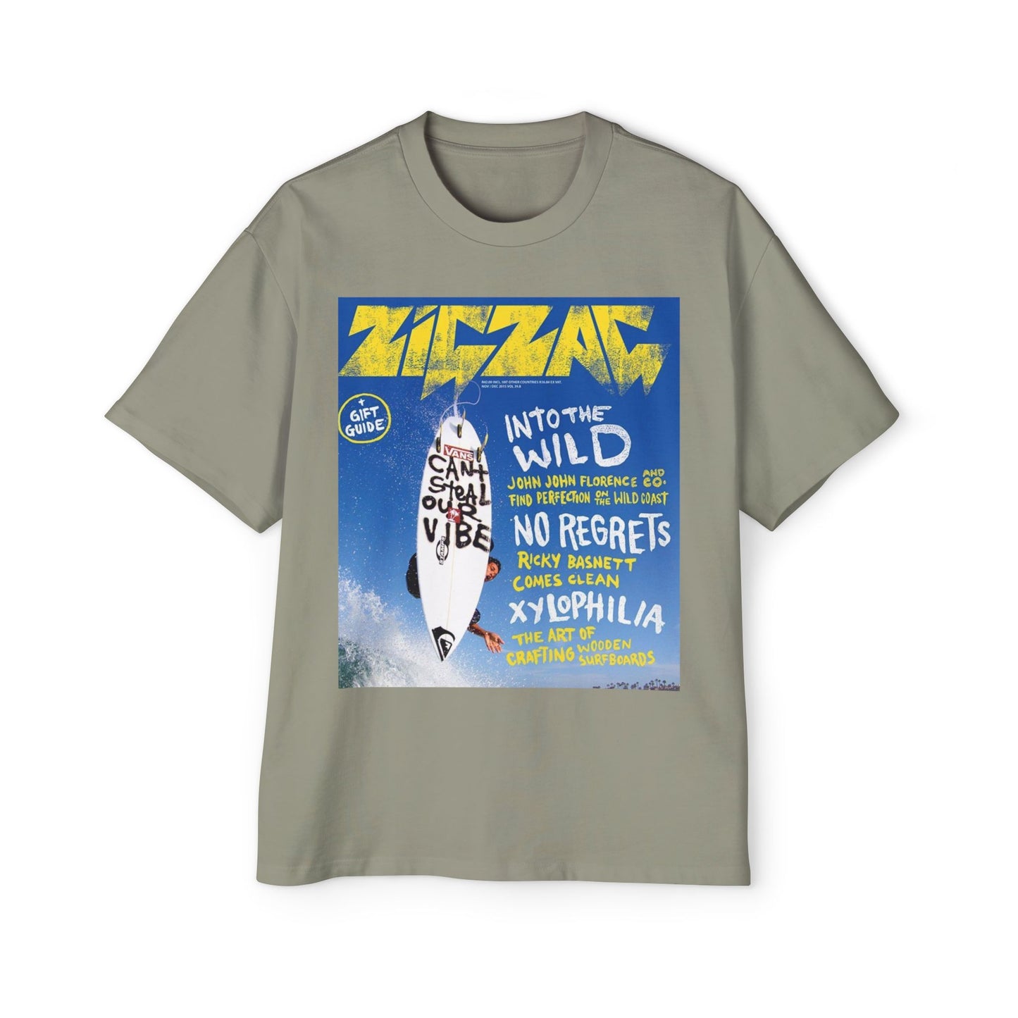 Surf Poster Graphic Tee — "Into the Wild / No Regrets" Oversized Men’s T‑Shirt