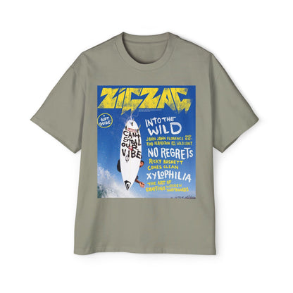 Surf Poster Graphic Tee — "Into the Wild / No Regrets" Oversized Men’s T‑Shirt