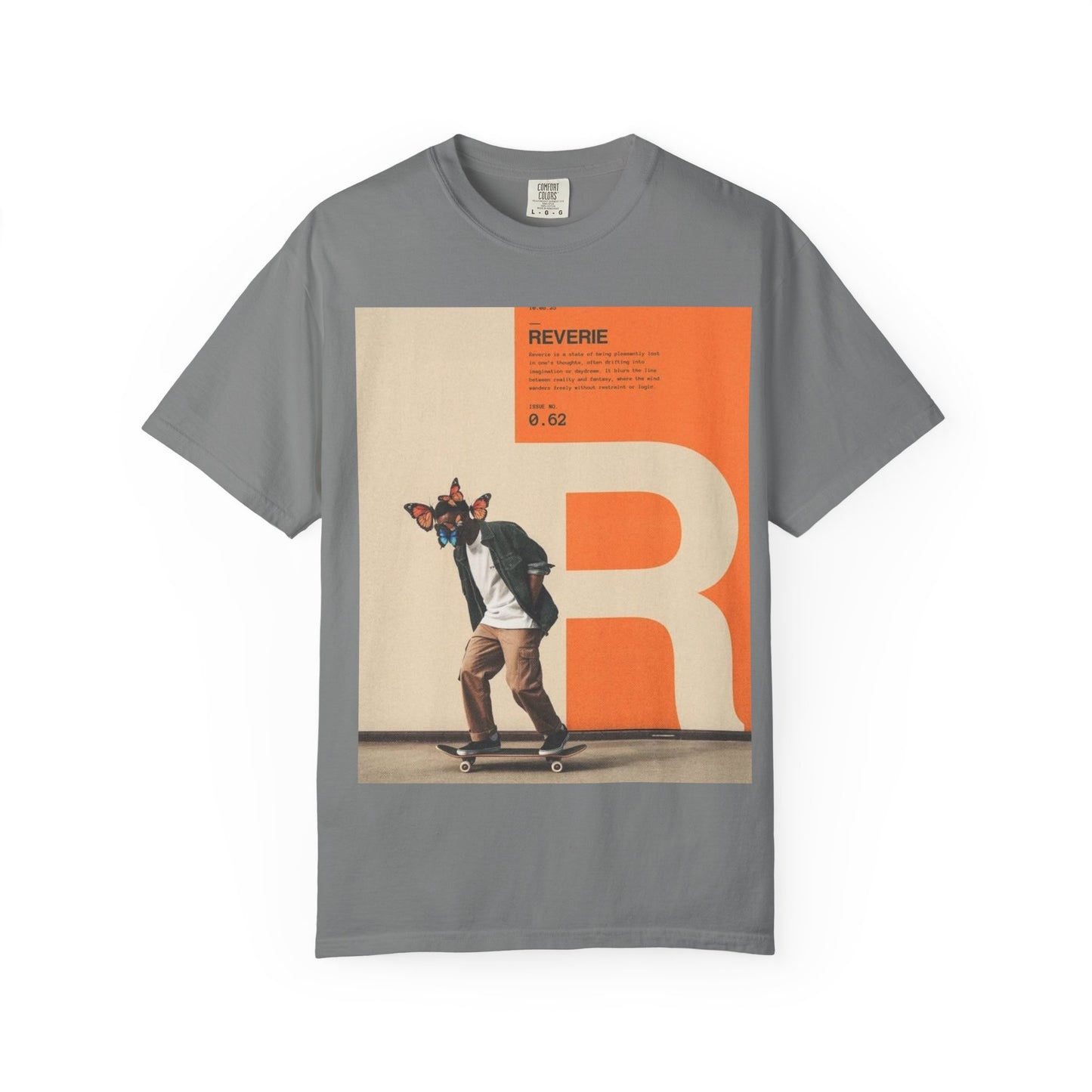 Reverie Skateboard Graphic T‑Shirt — Vintage R Letter Streetwear Tee