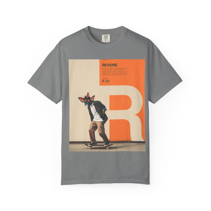 Reverie Skateboard Graphic T‑Shirt — Vintage R Letter Streetwear Tee