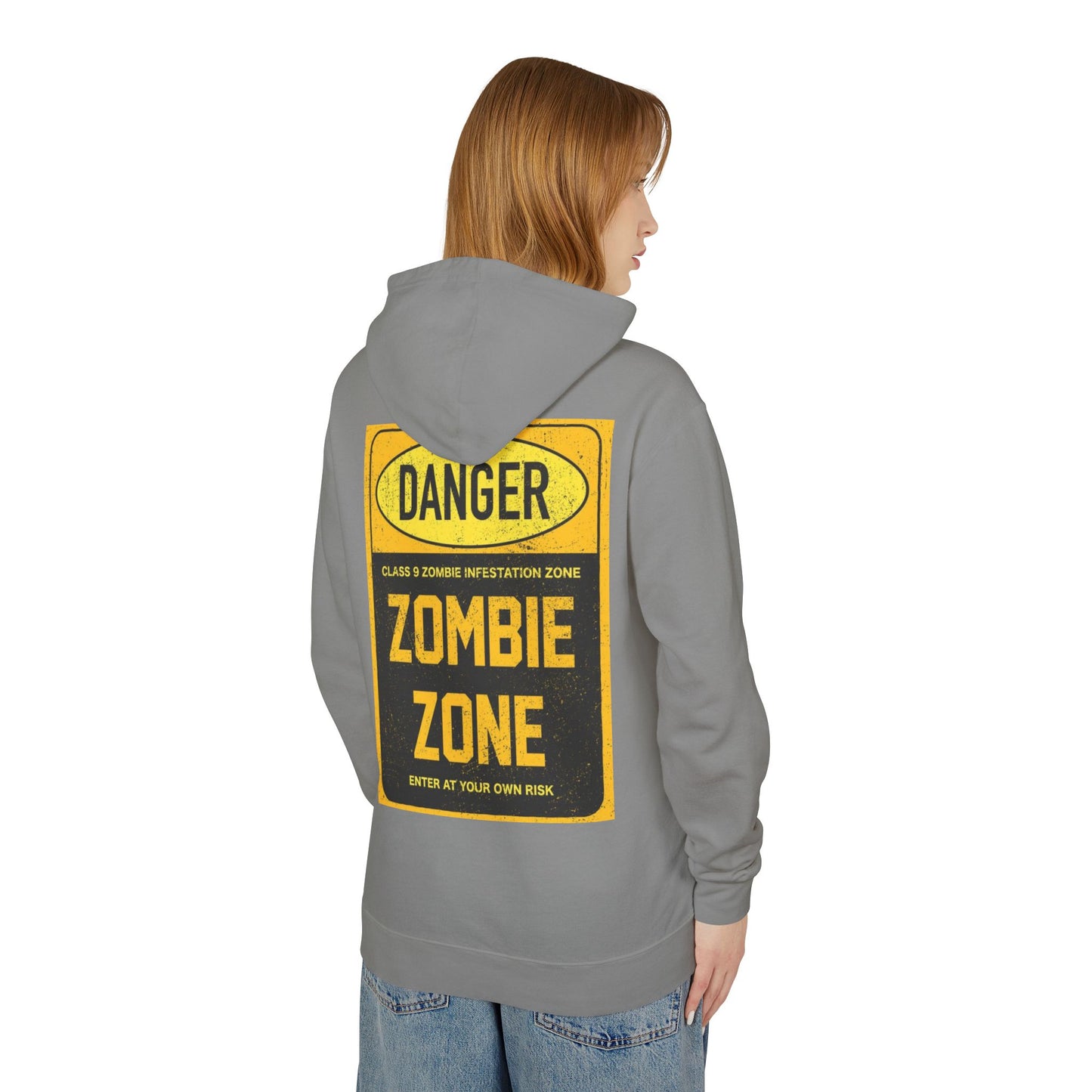 Unisex Zombie Zone Hooded Sweatshirt - Danger Sign Design
