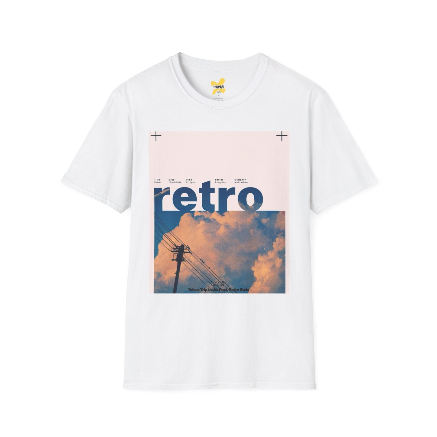 Retro Aesthetic Unisex Softstyle T-Shirt - Vintage Clouds & Texture Design