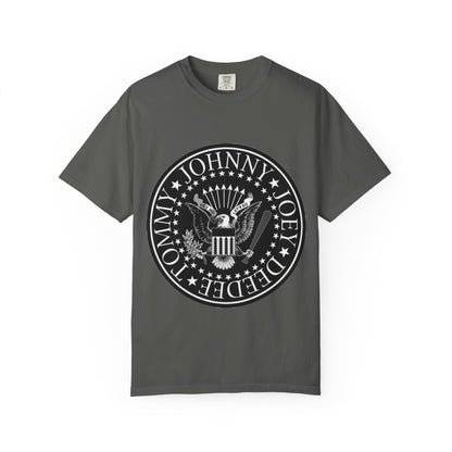 Vintage-Inspired Unisex Garment-Dyed T-Shirt with Rock Band Logo