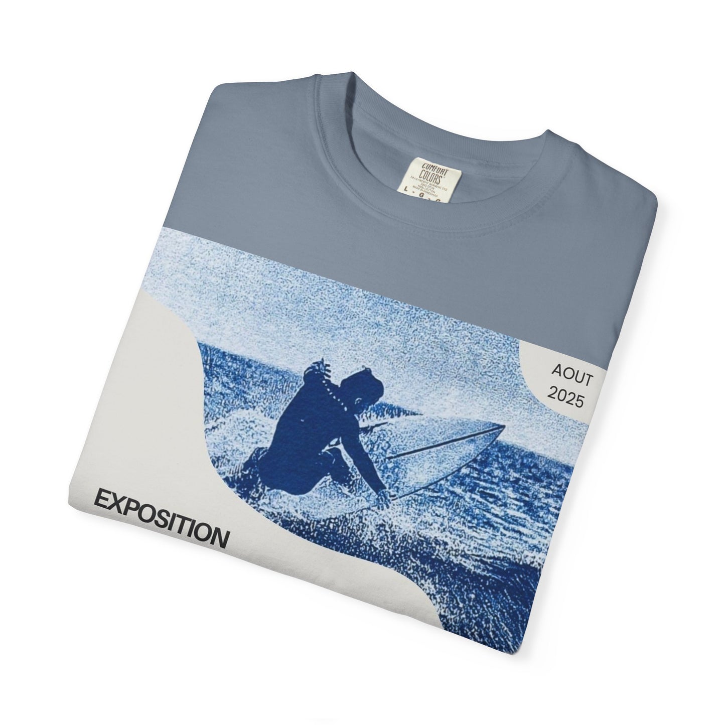 Bleu Sauvage Surf Poster T-Shirt — Vintage French Surfing Graphic Tee
