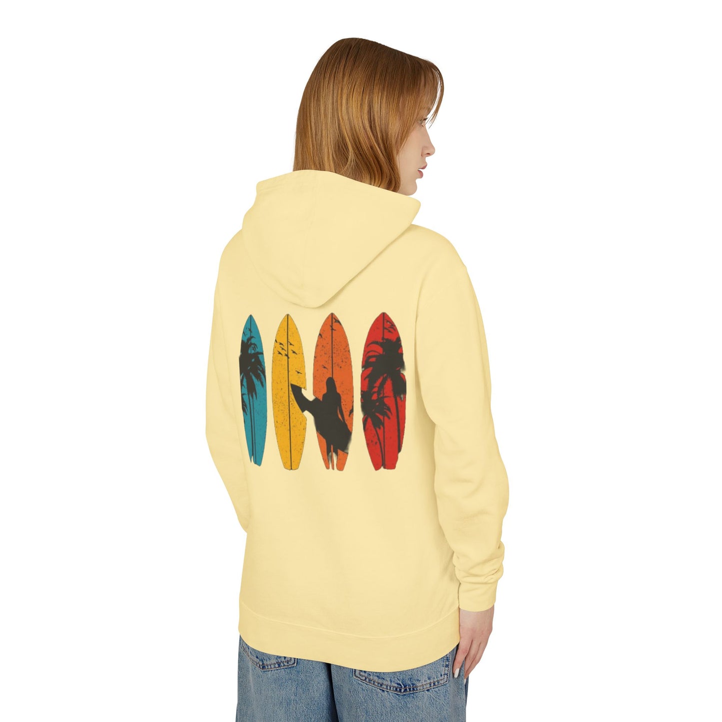 Surf Vibes Unisex Lightweight Hooded Sweatshirt – Perfect for Beach Lovers