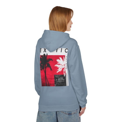 Exotic Vibe Unisex Fleece Hoodie - Cozy Beach Style, Perfect for Travel, Summer Events, Casual Outings, Gifts for Adventurers