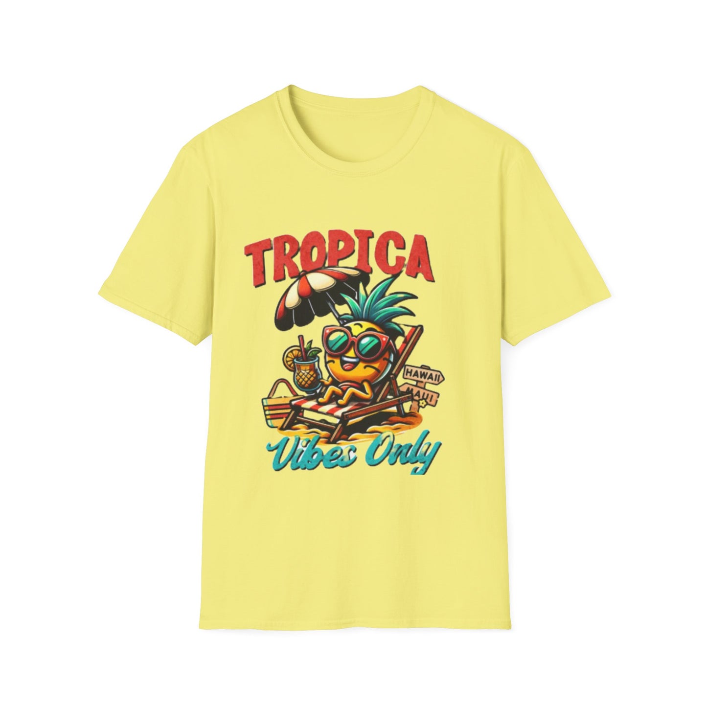 Tropical Vibes Unisex Softstyle T-Shirt - Fun Pineapple Design