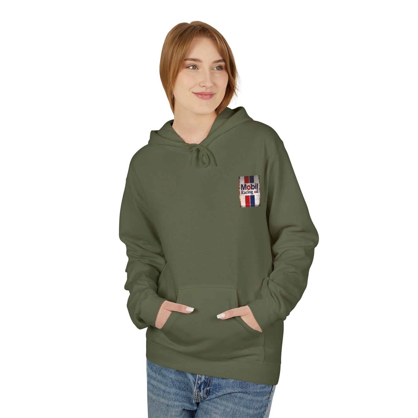 Retro Mobil Racing Oil Fleece Hoodie for Motorsport Enthusiasts