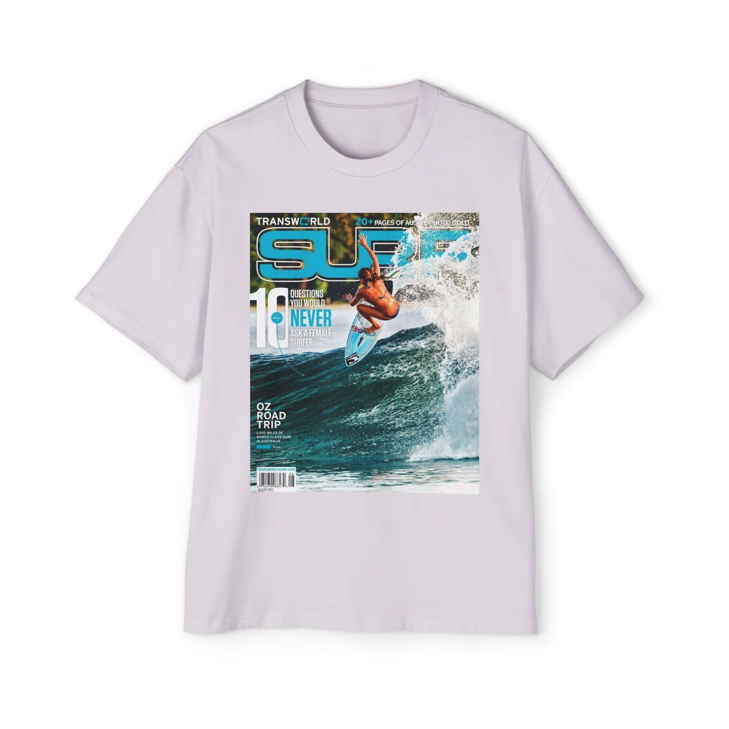 Surf Magazine Graphic Tee — Vintage Surfer Print Oversized T-Shirt