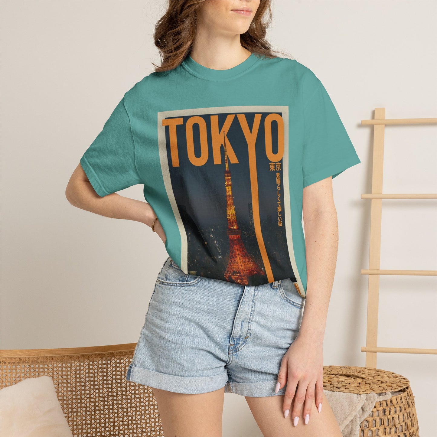Tokyo Nightscape Graphic T-Shirt — Vintage Japan Tower Travel Poster Tee