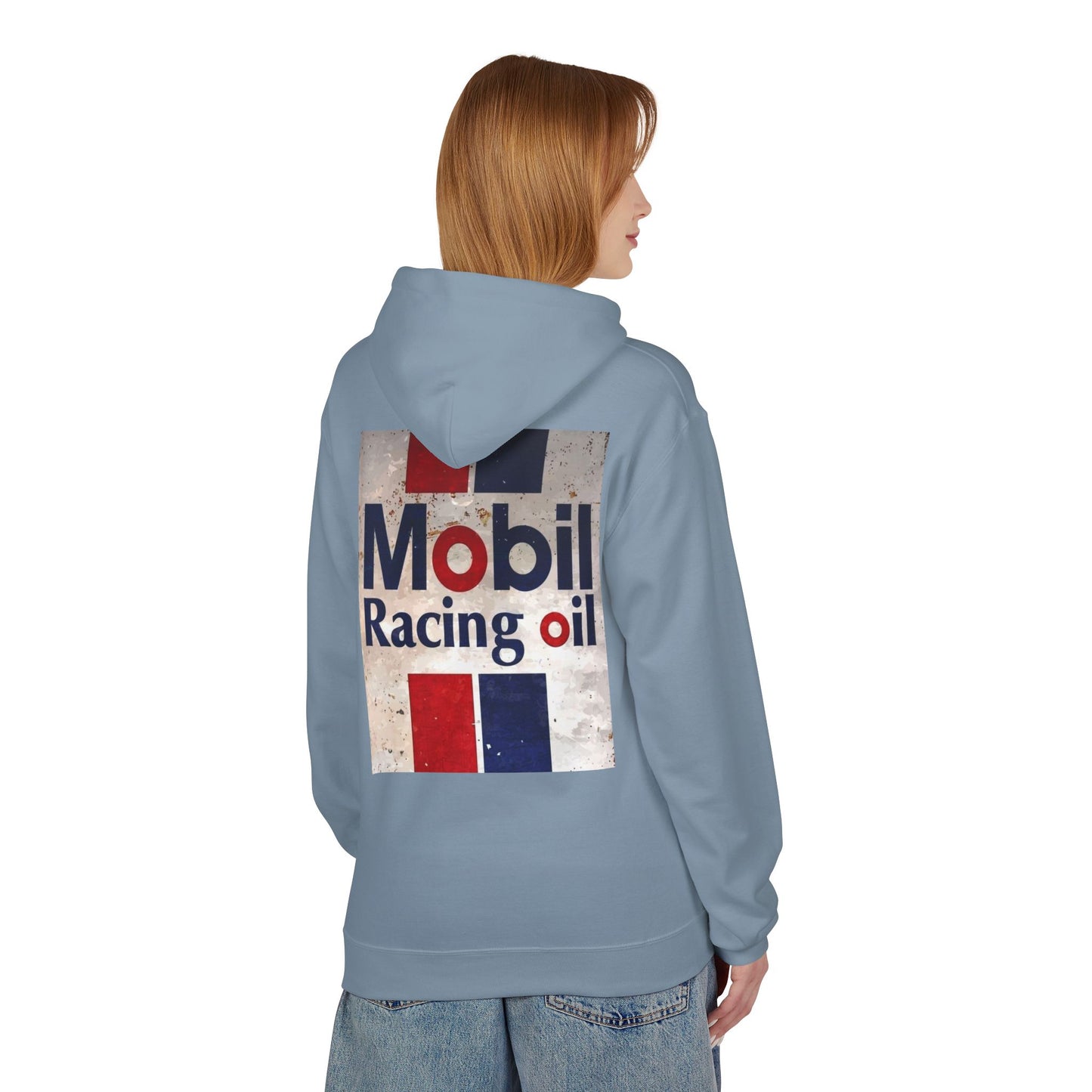 Retro Mobil Racing Oil Fleece Hoodie for Motorsport Enthusiasts