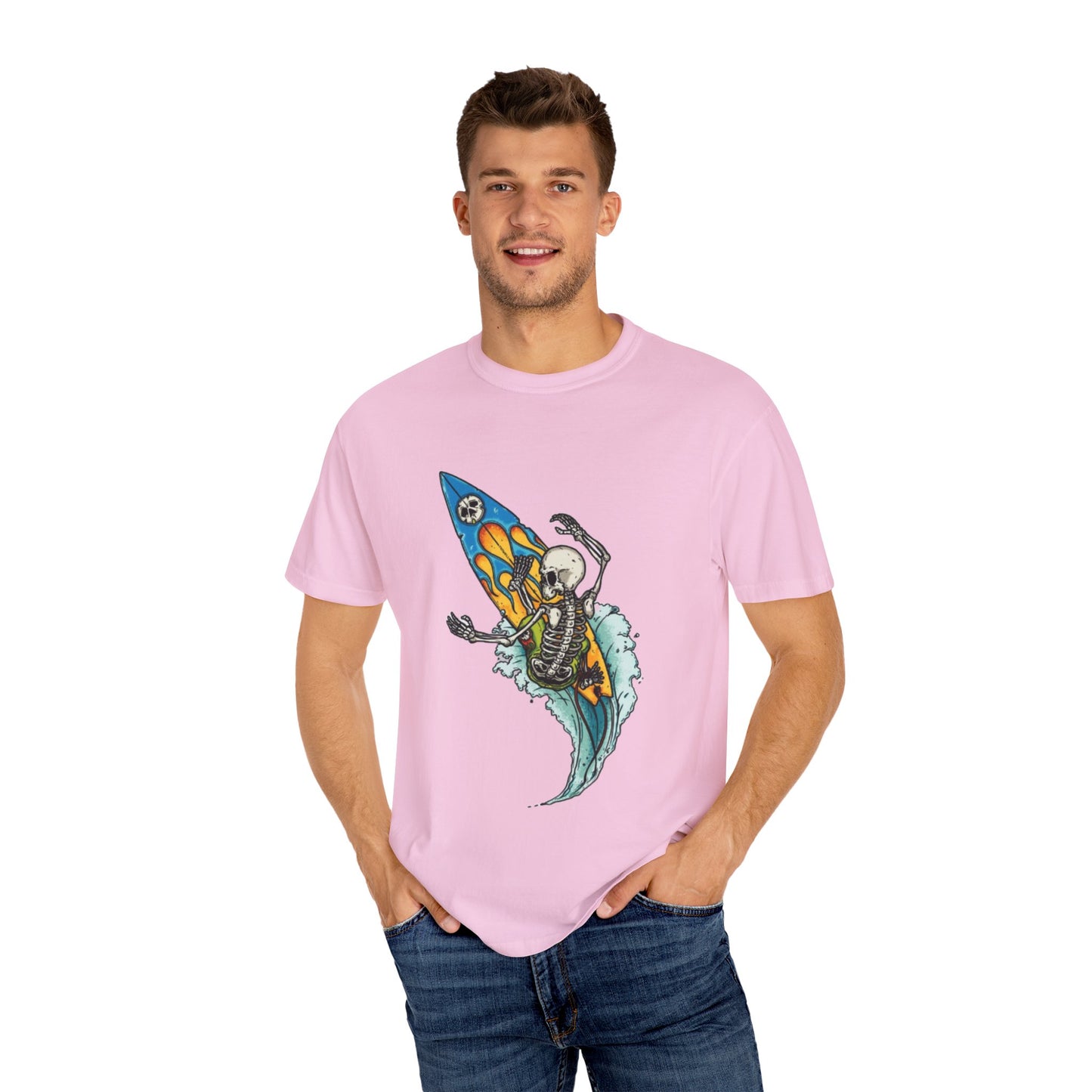 Surfing Skeleton Unisex T-shirt | Graphic Tee, Vintage Style, Beachwear, Gift for Surfers, Fun Summer Look