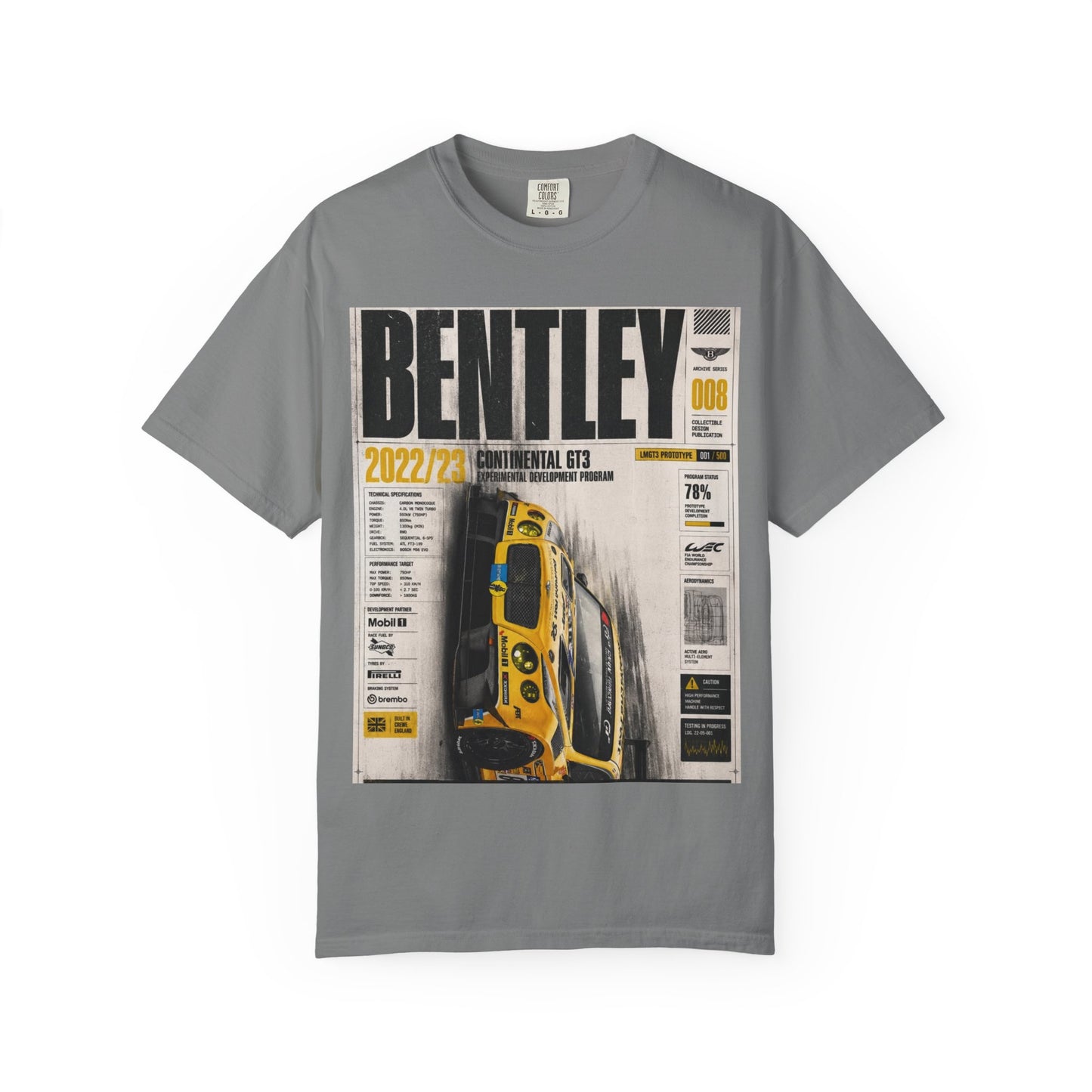 Bentley Magazine Cover T-Shirt – Yellow Sports Car Graphic Tee