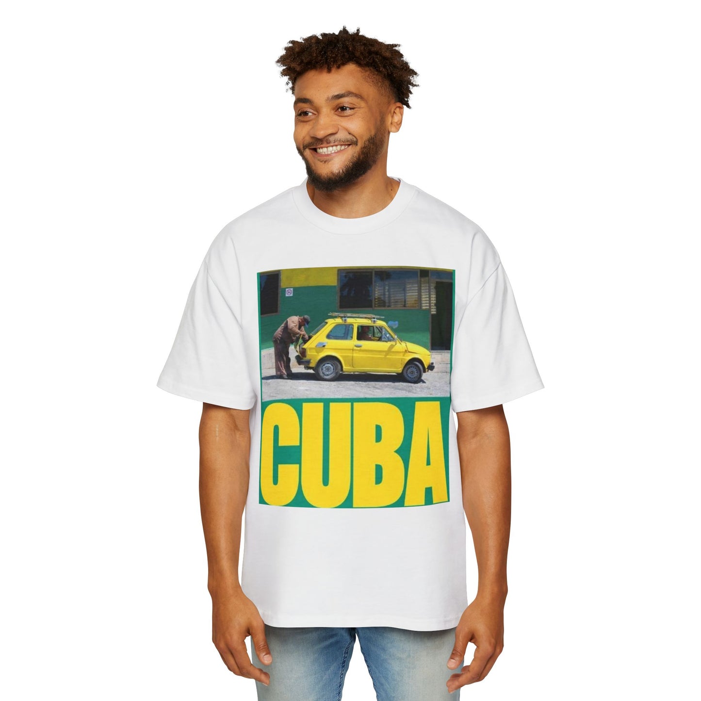 Cuba Vintage Photo Tee — Retro Yellow Car Graphic T-Shirt