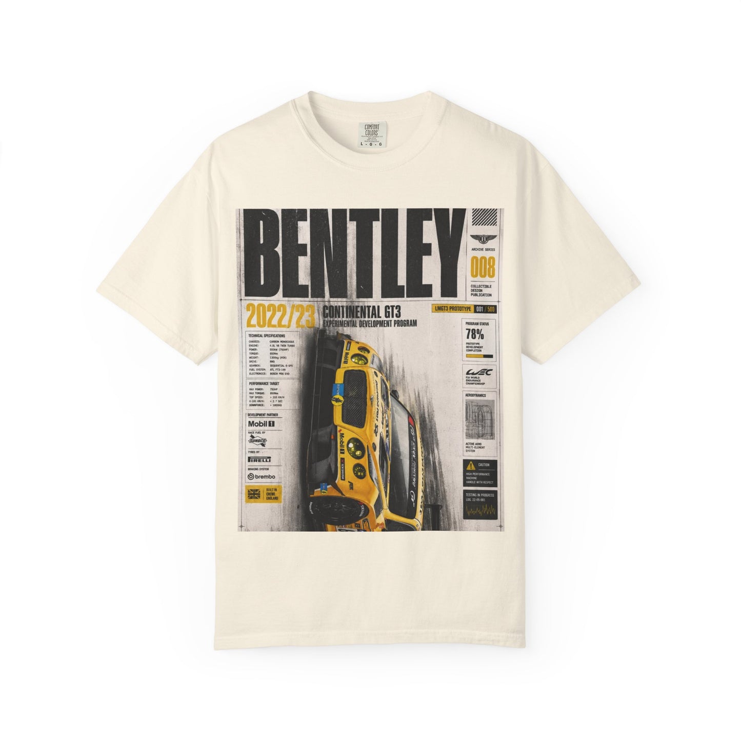 Bentley Continental GT Newspaper Graphic T‑Shirt — Vintage Racing Poster Tee