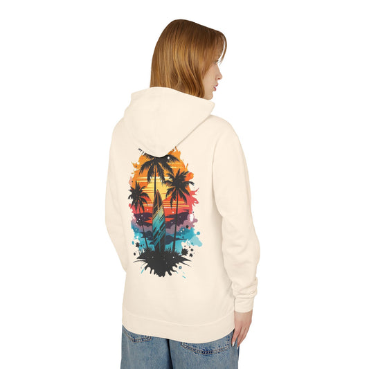 Coastal Sunset Surf Hoodie - Unisex Lightweight Hooded Sweatshirt