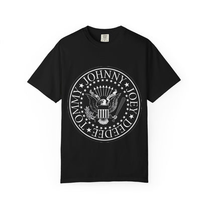 Vintage-Inspired Unisex Garment-Dyed T-Shirt with Rock Band Logo