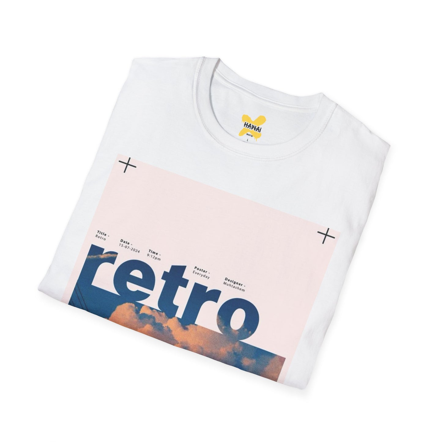 Retro Aesthetic Unisex Softstyle T-Shirt - Vintage Clouds & Texture Design