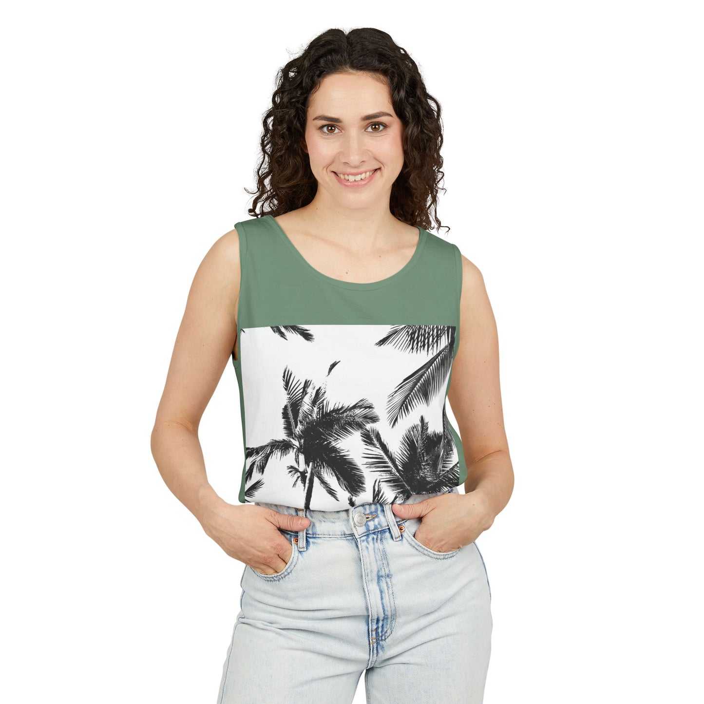 Tropical Palm Tank Top | Summer Vibes | Unisex Beachwear, Casual Top, Vacation Essential, Gift for Him or Her, Relaxed Fit