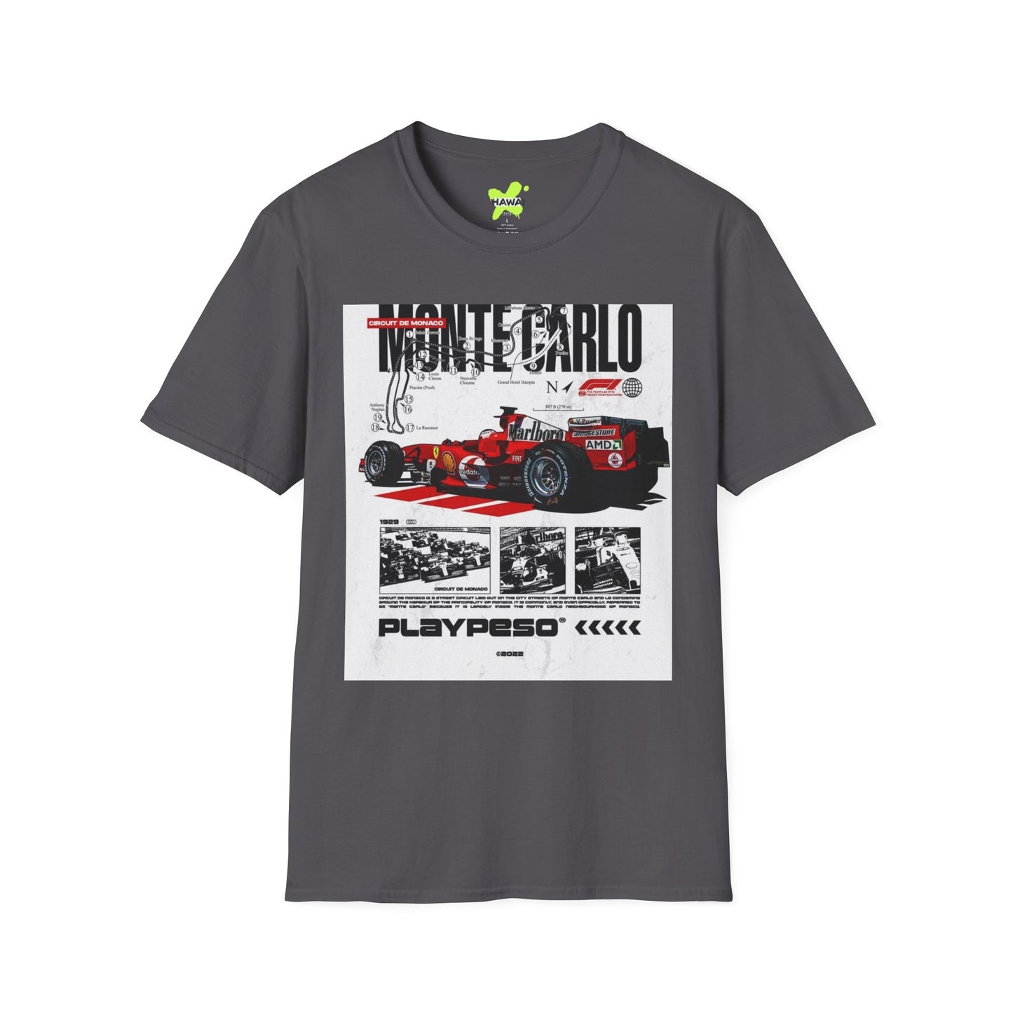 Monte Carlo Racing Graphic T-Shirt - Unisex Softstyle Tee for Car Enthusiasts