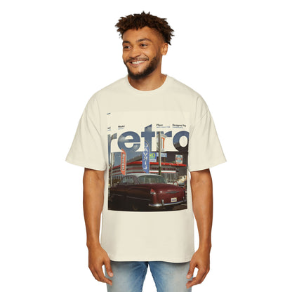 Retro Garage Tee — Vintage Car Photo Oversized T-Shirt
