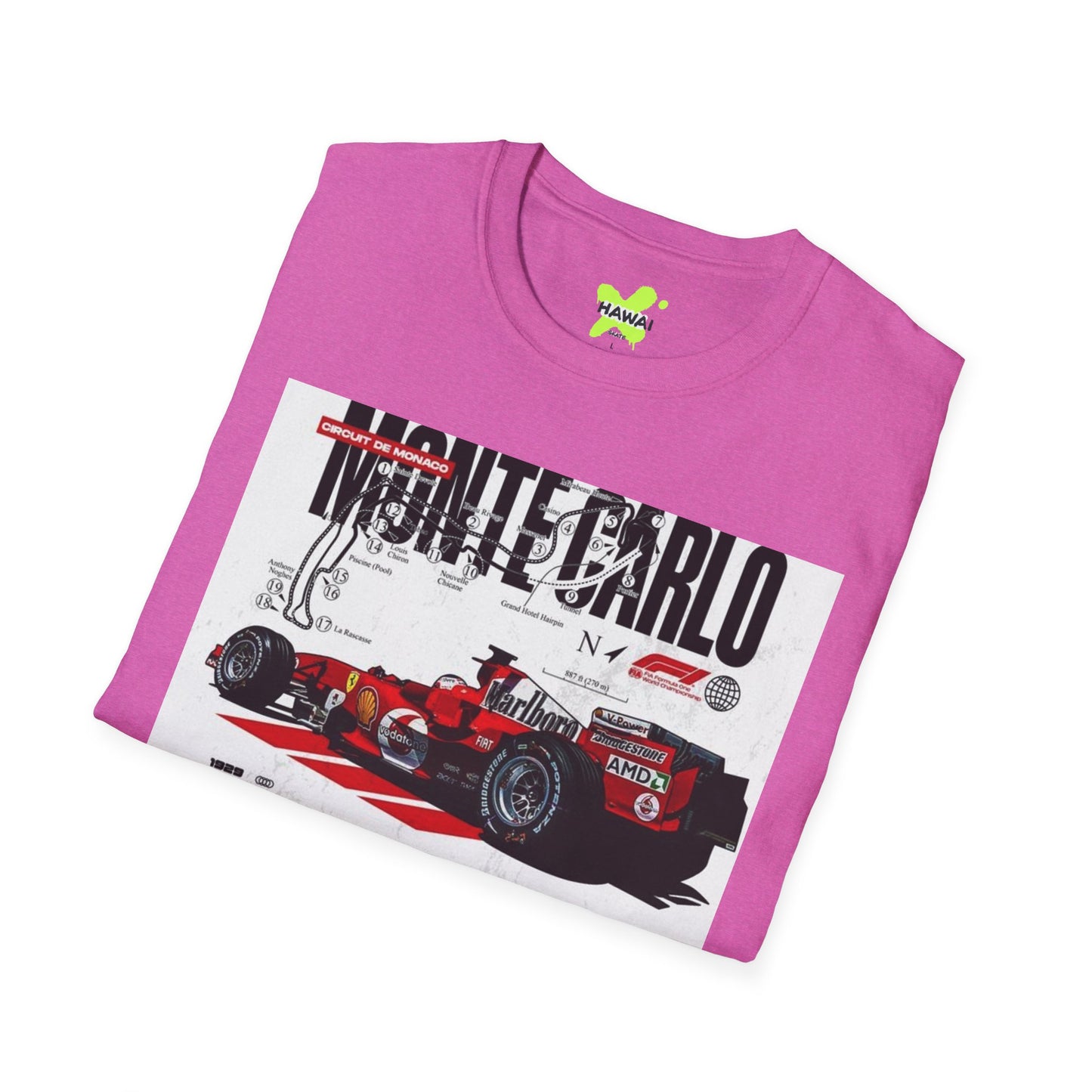 Monte Carlo Racing Graphic T-Shirt - Unisex Softstyle Tee for Car Enthusiasts