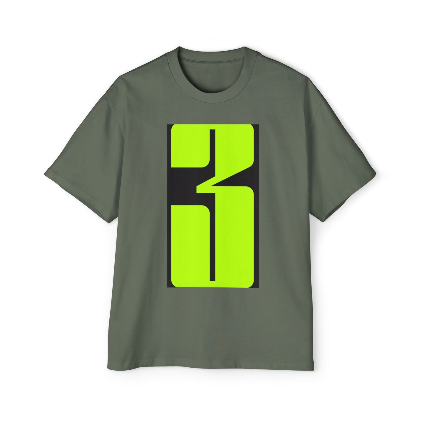 Oversized Tee — Neon Abstract '3' Graphic