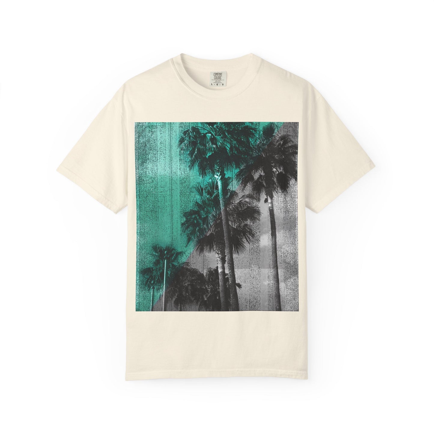 Palm Trees Photo Tee — Vintage Teal Sunset T-Shirt