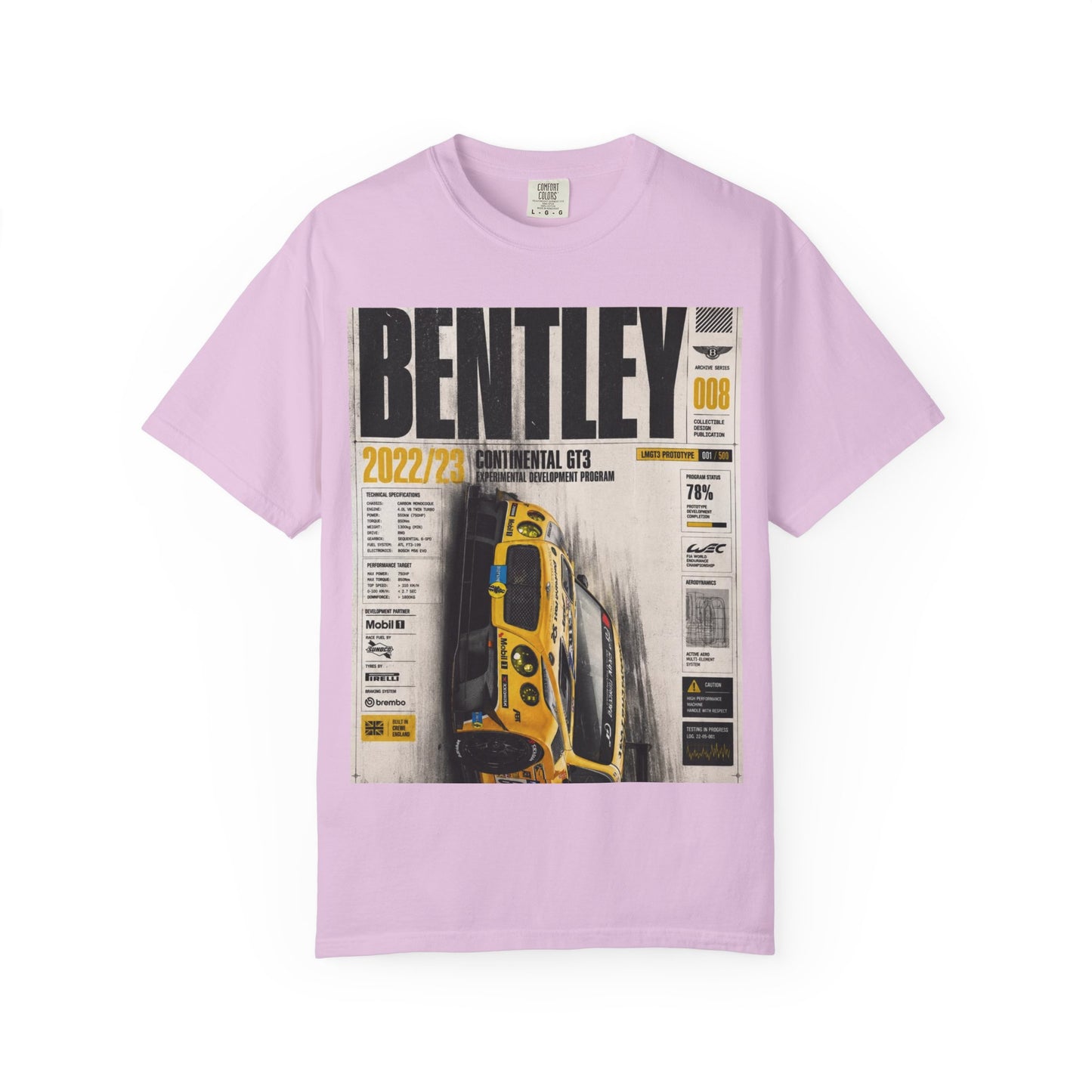 Bentley Continental GT Newspaper Graphic T‑Shirt — Vintage Racing Poster Tee