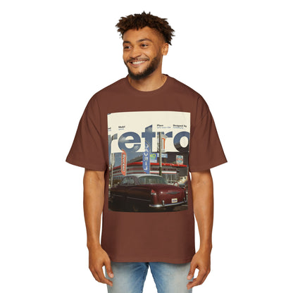 Retro Garage Tee — Vintage Car Photo Oversized T-Shirt