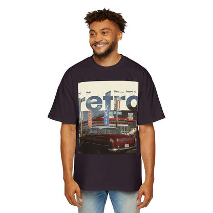 Retro Garage Tee — Vintage Car Photo Oversized T-Shirt