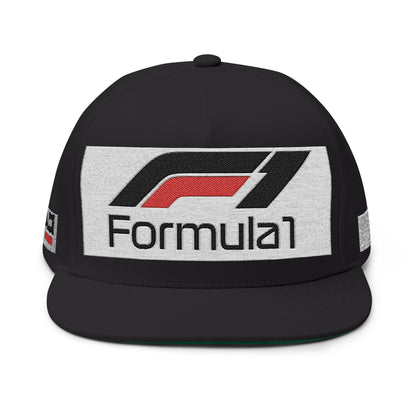 Formula 1 Embroidered Flat Bill Cap – Racing Logo Snapback