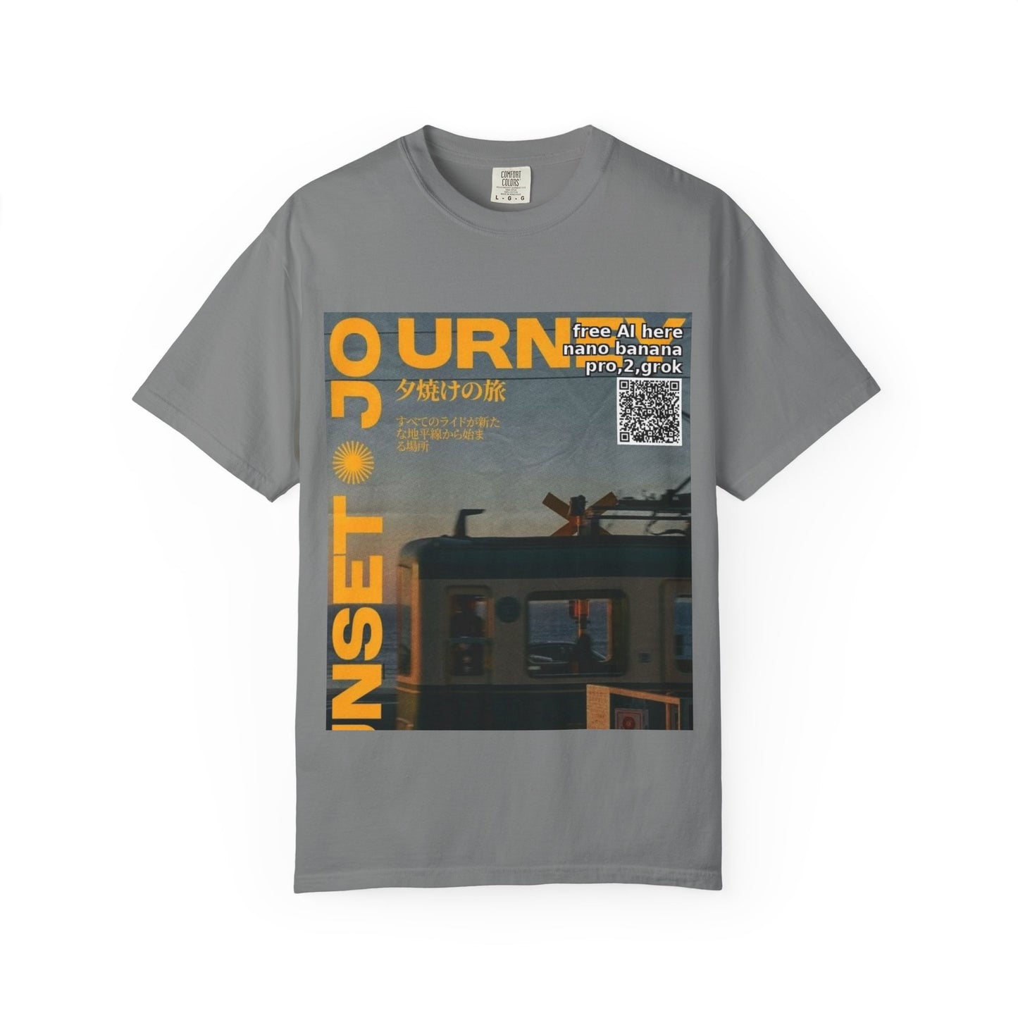 Sunset Train Graphic T-Shirt — Japanese Retro Transit Poster Tee