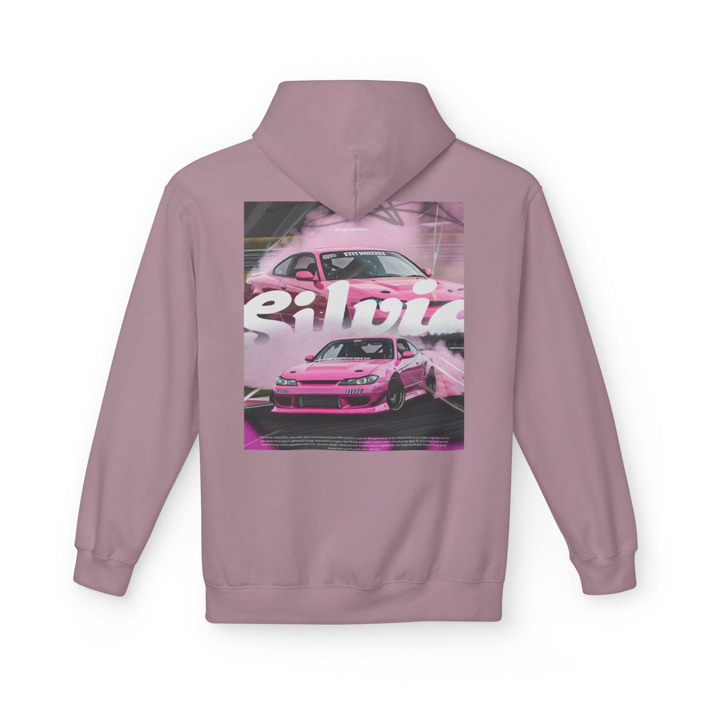 Unisex Fleece Hoodie with Pink Silvia Design - Stylish and Comfortable Streetwear