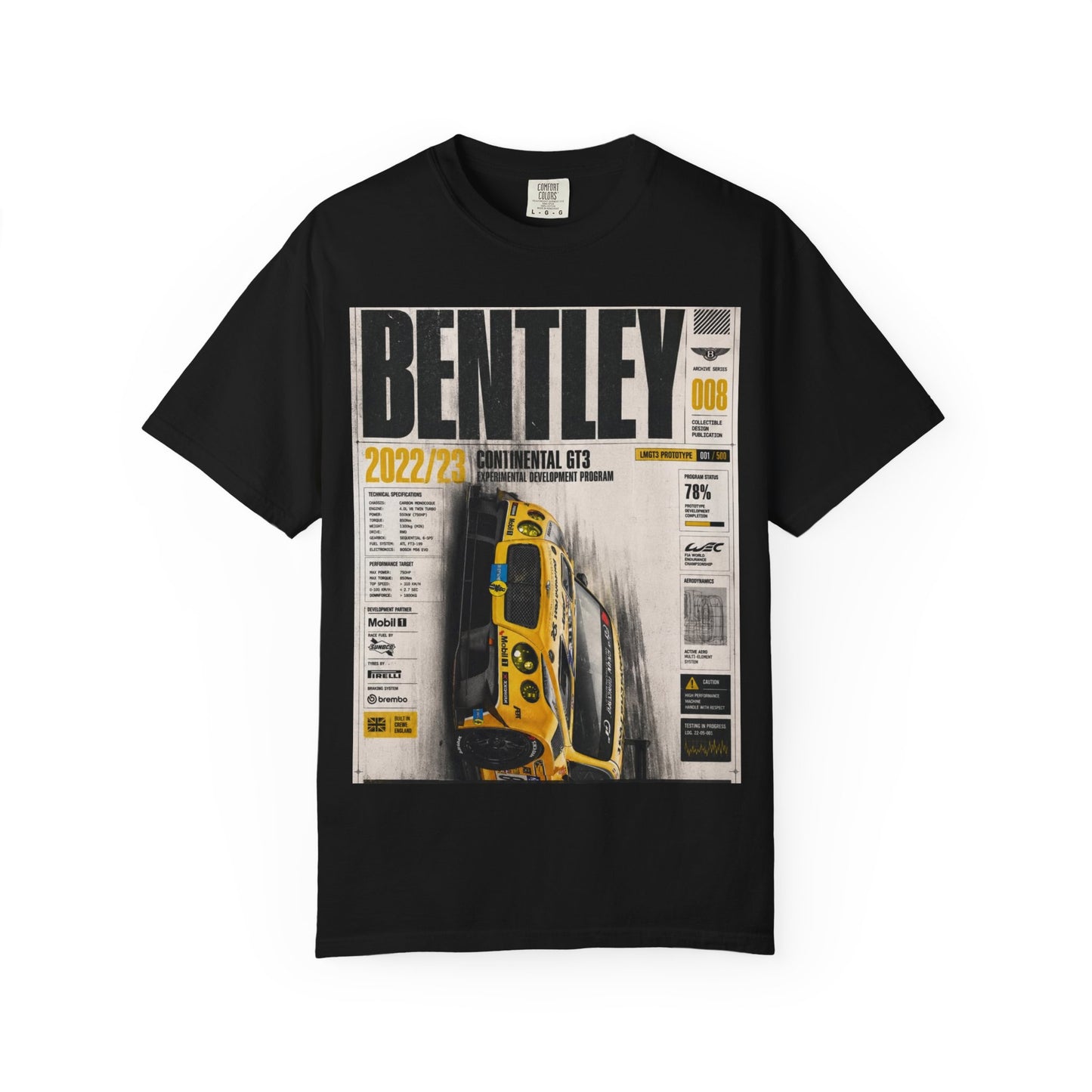 Bentley Magazine Cover T-Shirt – Yellow Sports Car Graphic Tee