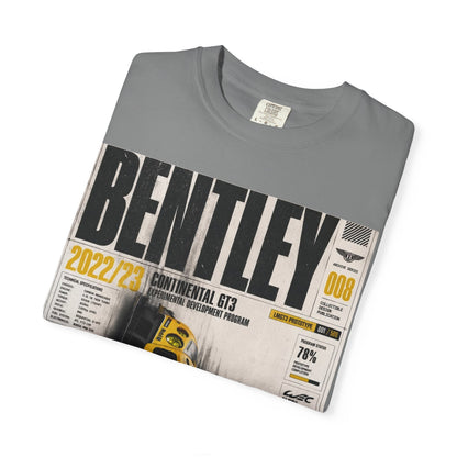Bentley Continental GT Newspaper Graphic T‑Shirt — Vintage Racing Poster Tee