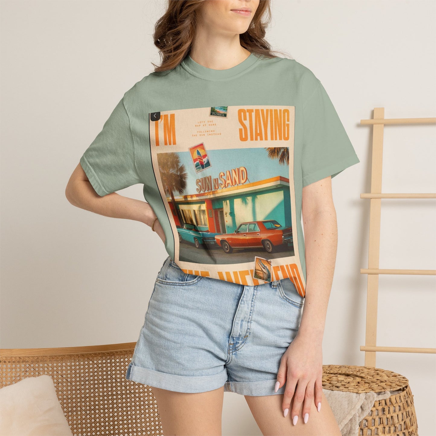 Weekend Staycation Vintage T-Shirt — "I'm Staying the Weekend" Retro Diner Design